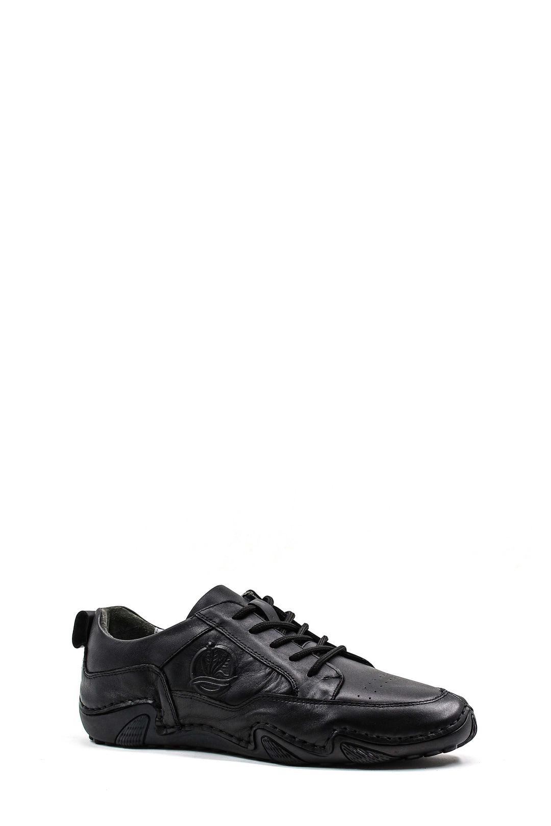Men's Black Leather Casual Shoes with Embossed Detail - Wessi