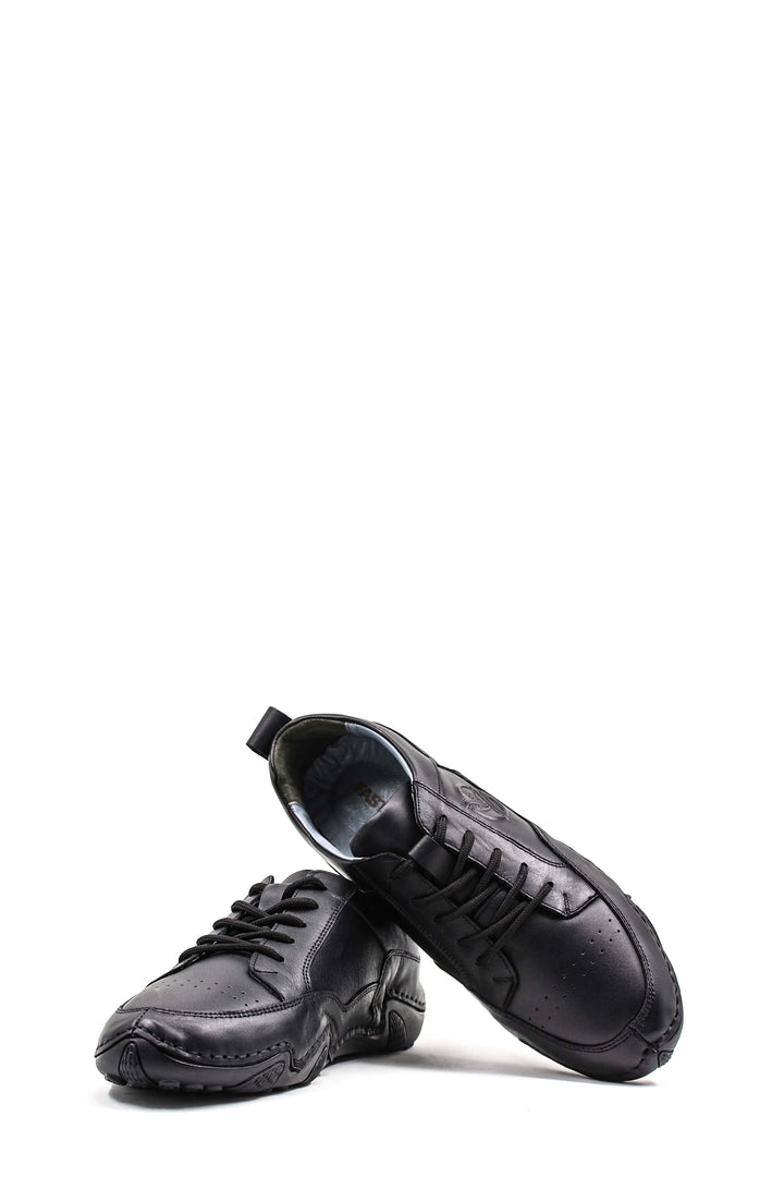 Men's Black Leather Casual Shoes with Embossed Detail - Wessi