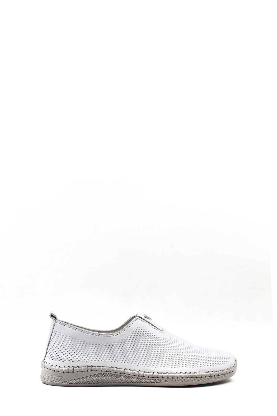 Men's White Mesh Slip-On Casual Shoes with Stitch Detailing - Wessi
