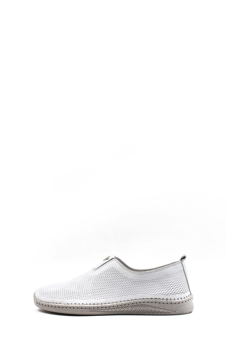 Men's White Mesh Slip-On Casual Shoes with Stitch Detailing - Wessi