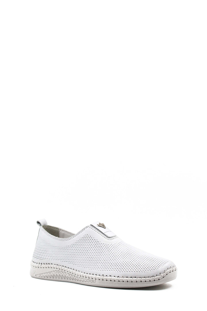 Men's White Mesh Slip-On Casual Shoes with Stitch Detailing - Wessi