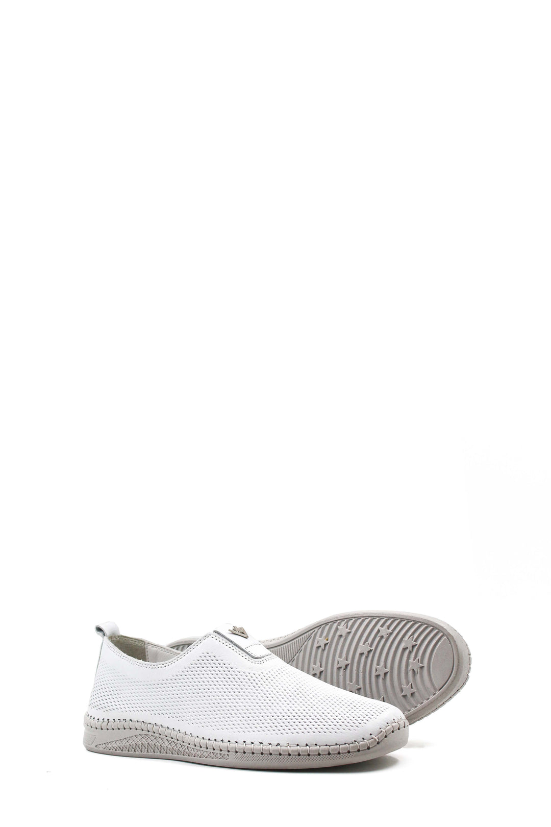 Men's White Mesh Slip-On Casual Shoes with Stitch Detailing - Wessi