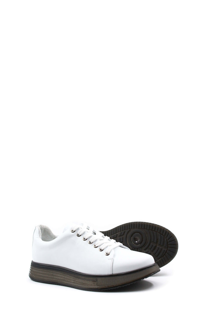 Men's White Platform Sneakers-Wessi