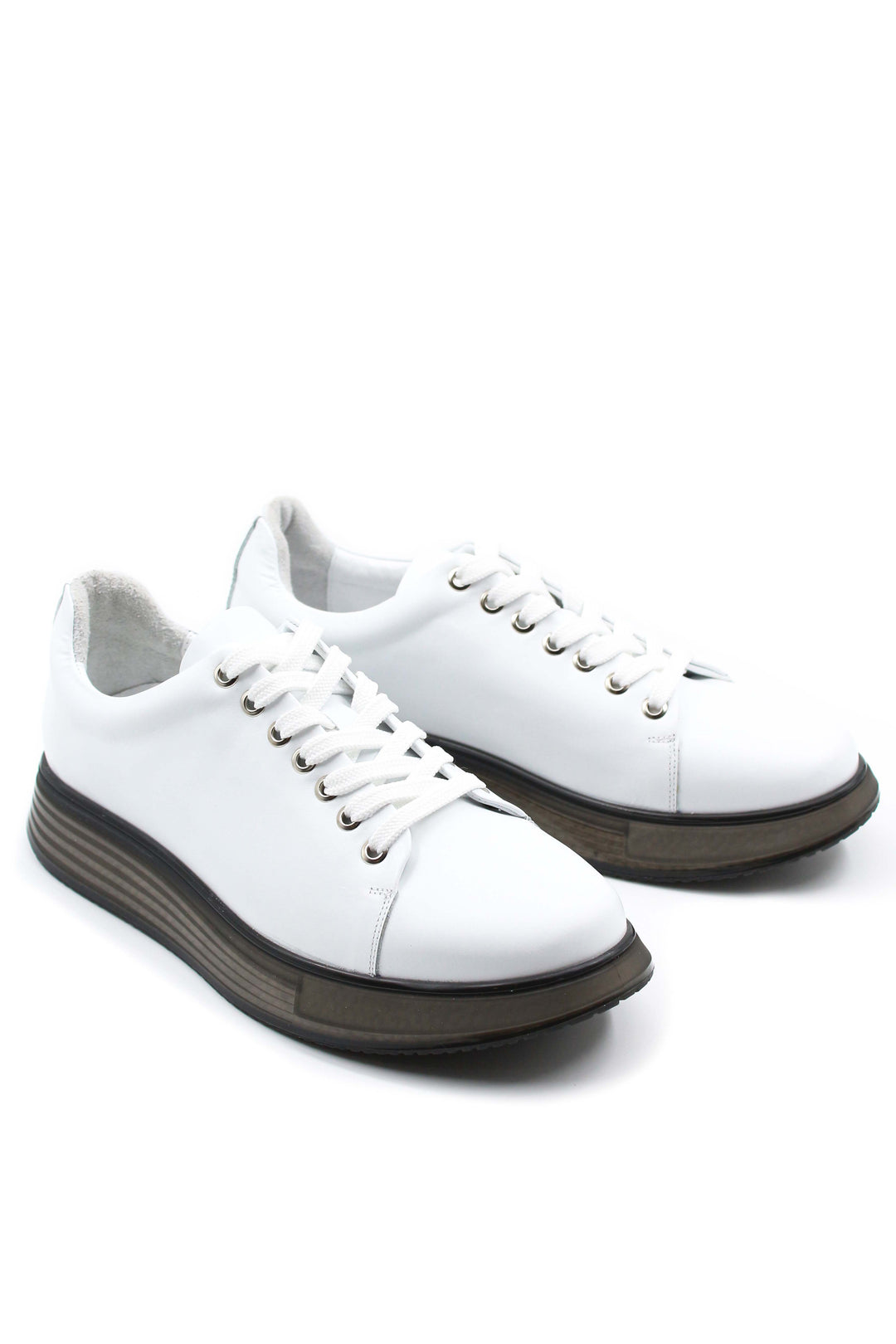 Men's White Platform Sneakers-Wessi