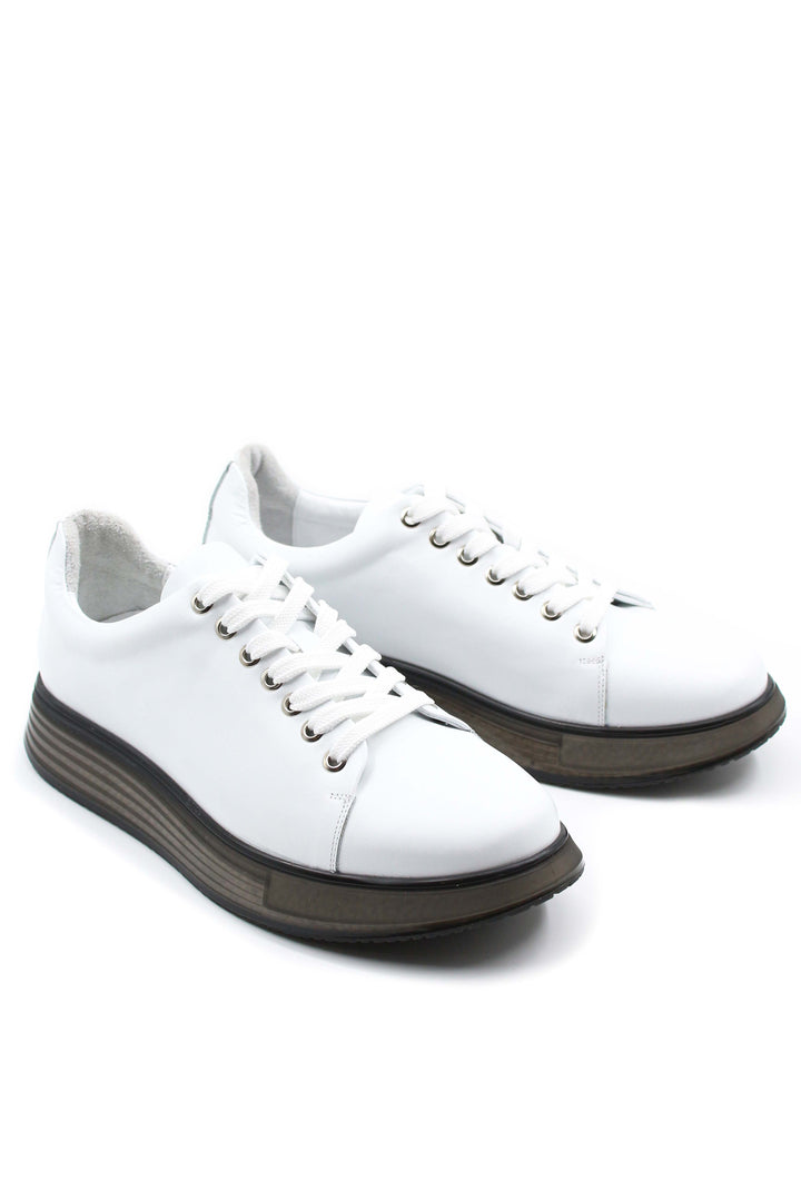 Men's White Platform Sneakers-Wessi