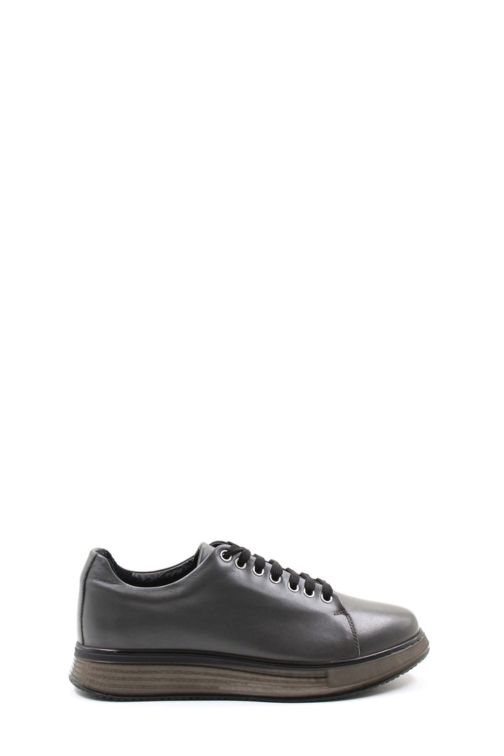 Sneakers da Uomo in Pelle Grigia Metallizzata con Suola Grossa - Wessi