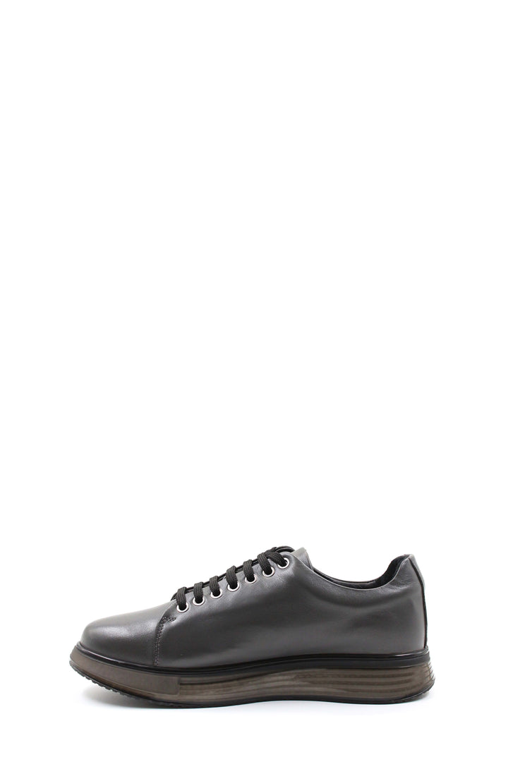 Sneakers da Uomo in Pelle Grigia Metallizzata con Suola Grossa - Wessi
