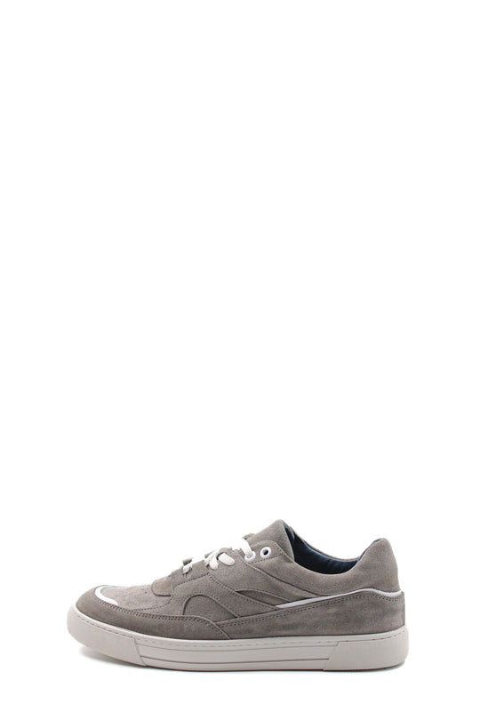 Men's Grey Suede Casual Sneakers with White Laces - Wessi
