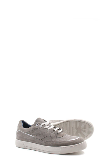 Men's Grey Suede Casual Sneakers with White Laces - Wessi