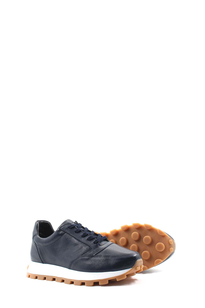 Navy Leather Retro Sneakers Wessi