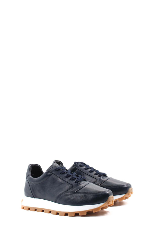 Sneakers retrò in pelle blu navy Wessi