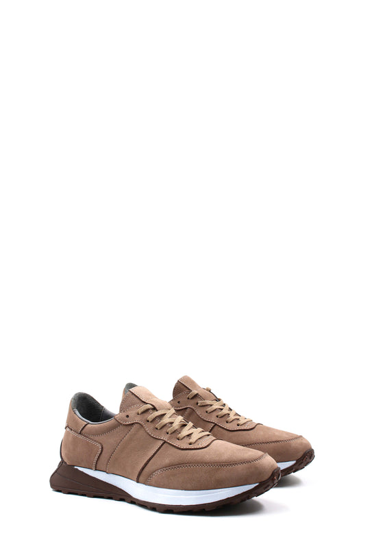 Deportivas con Cordones y Suela Acolchada para Hombre en Ante Beige - Wessi