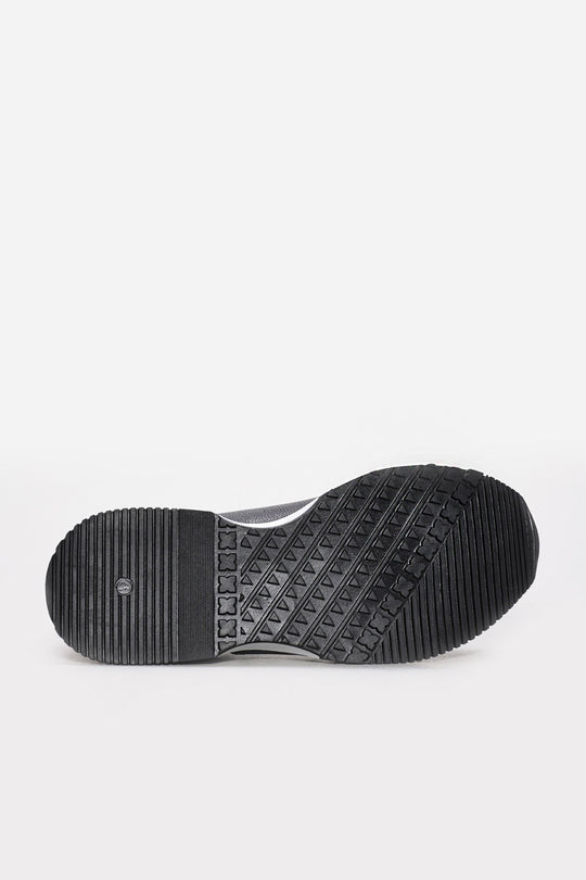 Black Leather Retro Runner Sneakers with White Sole | Wessi