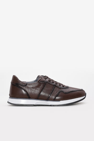 Brown Layered Leather Sneakers for Men | Wessi