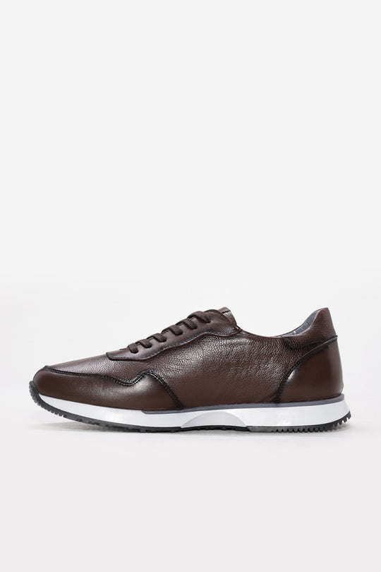 Brown Layered Leather Sneakers for Men | Wessi