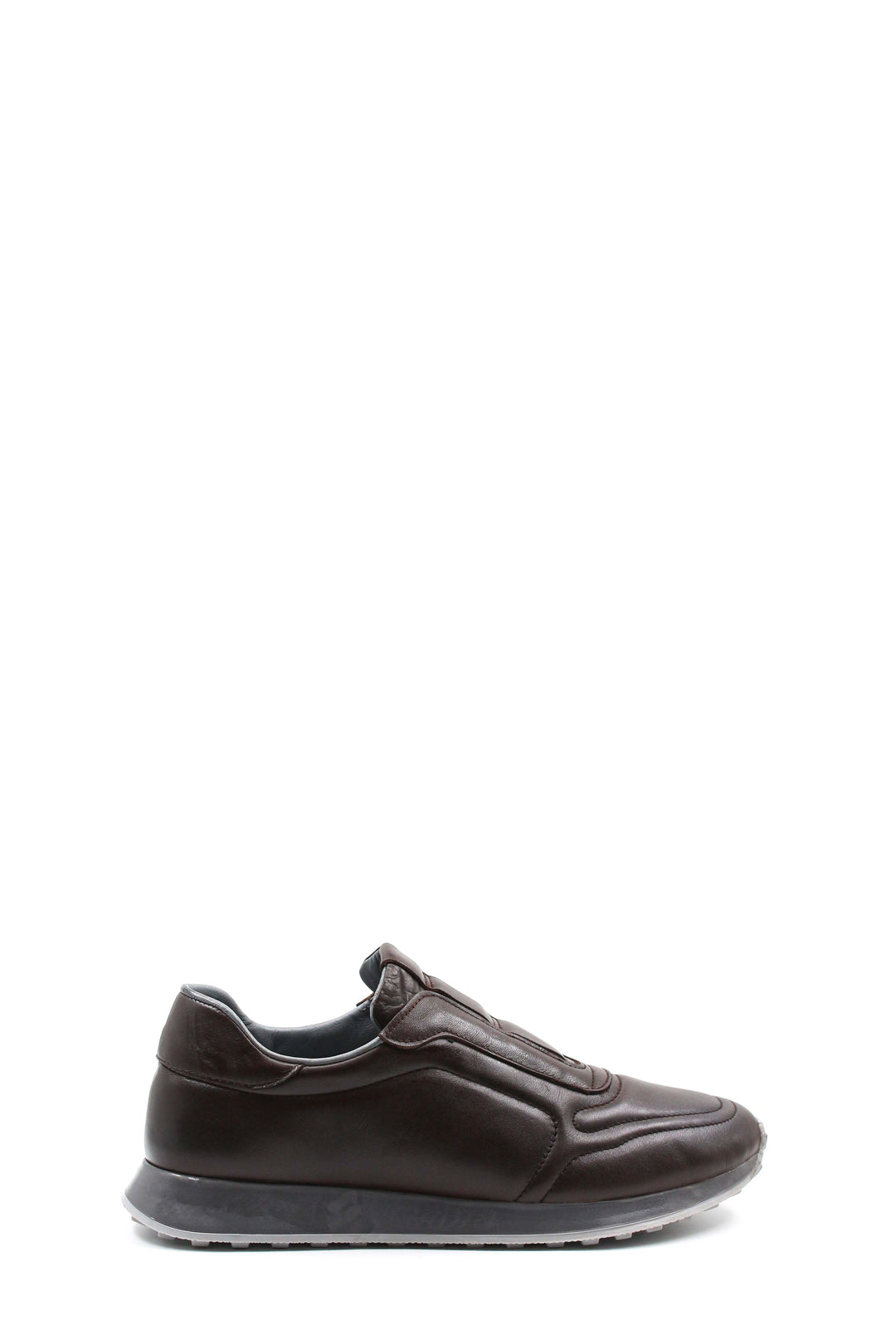 Men's Brown Leather Slip-On Sneakers-Wessi