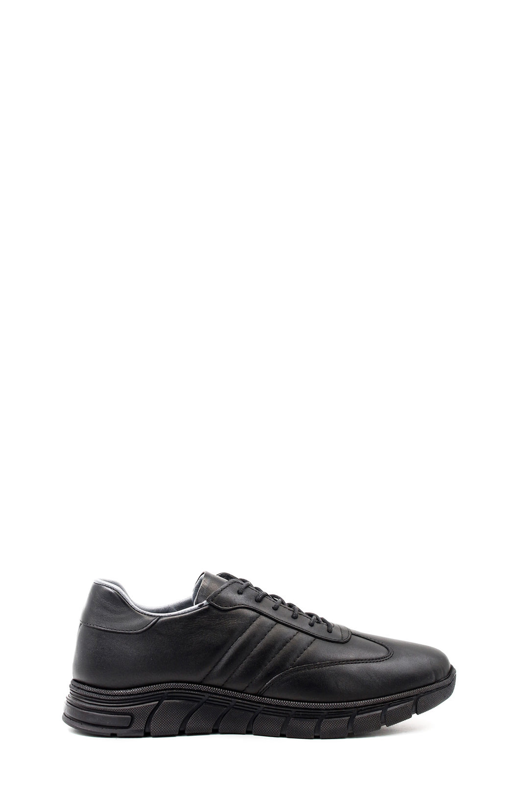 Men's Black Leather Athletic Comfort Shoes-Wessi