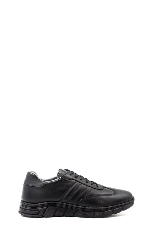 Zapatos deportivos cómodos de cuero negro para hombre-Wessi