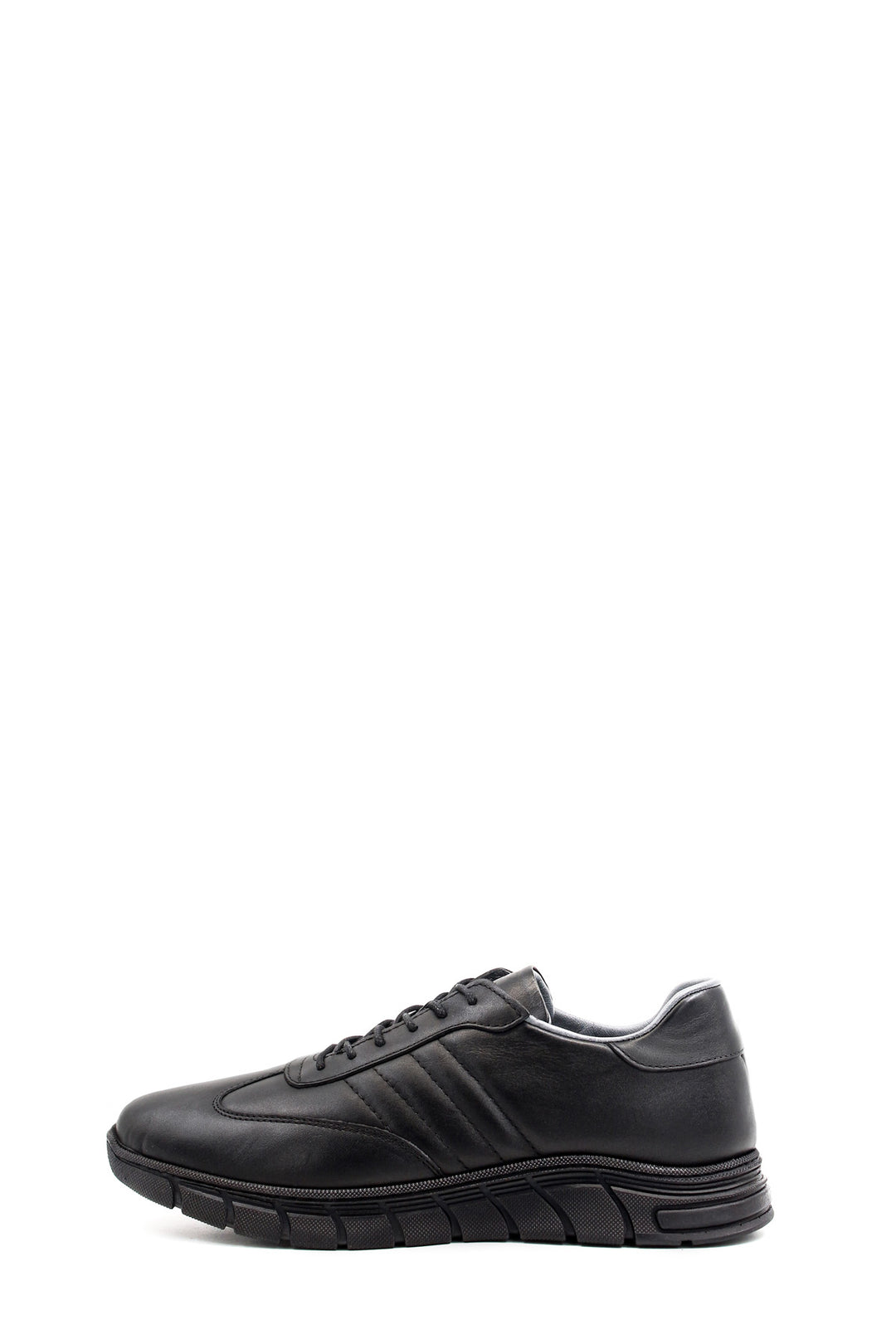 Men's Black Leather Athletic Comfort Shoes-Wessi