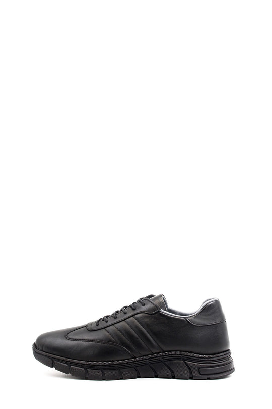 Zapatos deportivos cómodos de cuero negro para hombre-Wessi