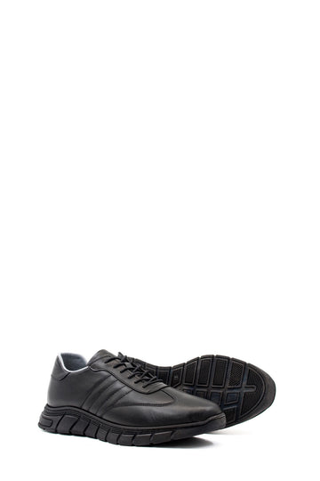 Zapatos deportivos cómodos de cuero negro para hombre-Wessi