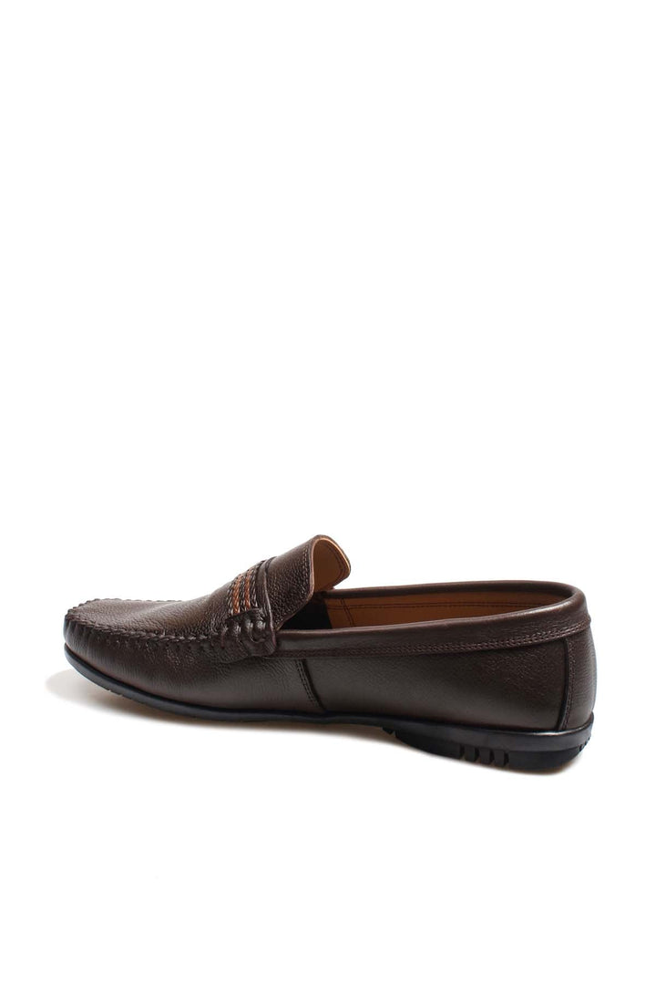 Men's Brown Leather Driving Loafers-Wessi