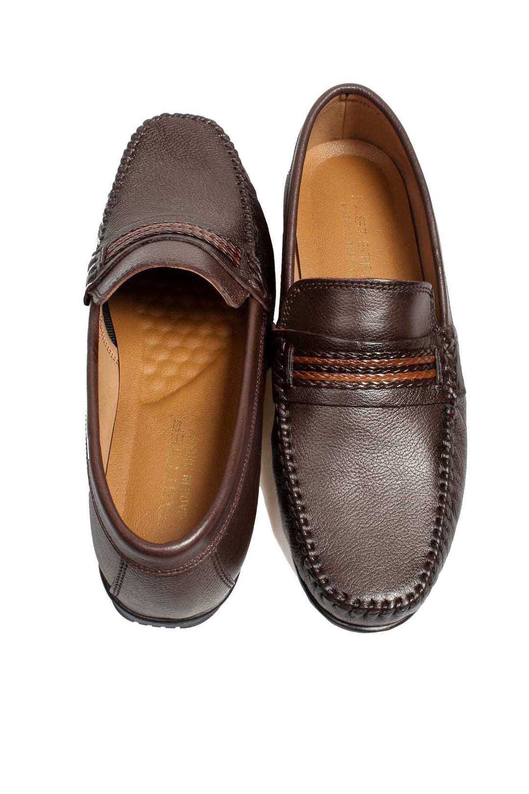 Men's Brown Leather Driving Loafers-Wessi