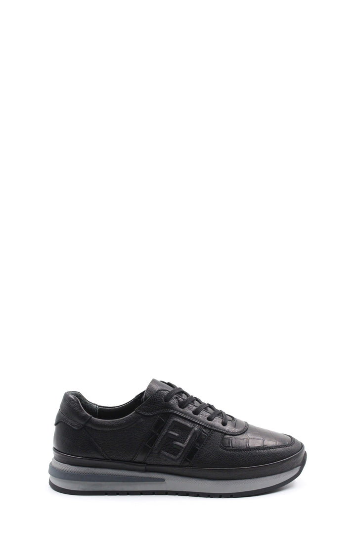 Black Leather Athletic Sneakers-Wessi
