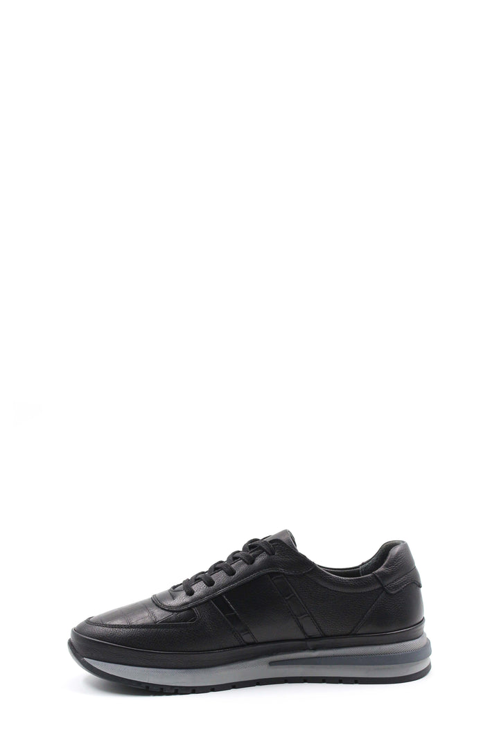 Black Leather Athletic Sneakers-Wessi