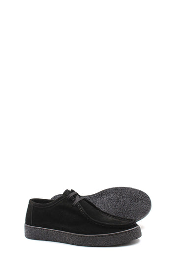 Scarpe casual da uomo in pelle scamosciata nera con suola testurizzata e design stringato - Wessi