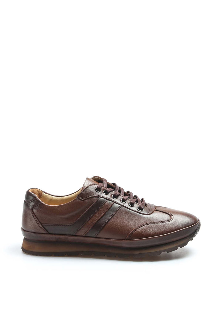 Deportivas con Cordones y Suela Acolchada para Hombre en Piel Marrón - Wessi