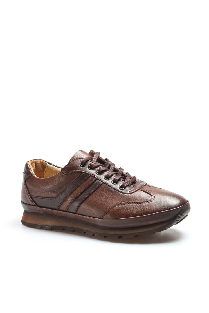 Deportivas con Cordones y Suela Acolchada para Hombre en Piel Marrón - Wessi