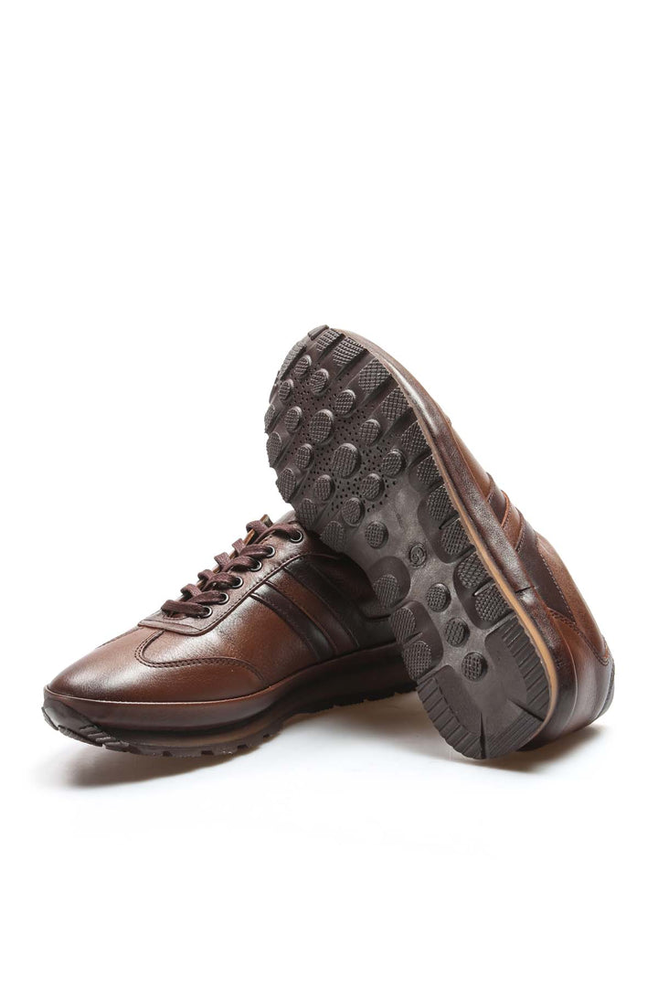 Deportivas con Cordones y Suela Acolchada para Hombre en Piel Marrón - Wessi