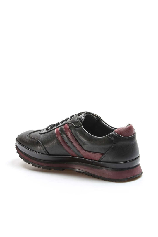 Sneakers da uomo in pelle nera e bordeaux - Wessi