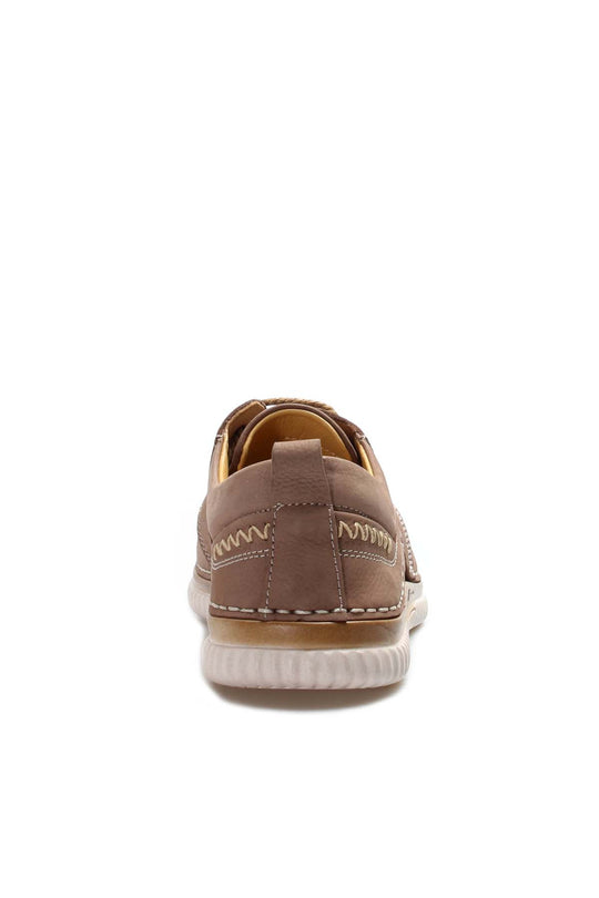 Men's Beige Perforated Casual Lace-Up Shoes - Wessi