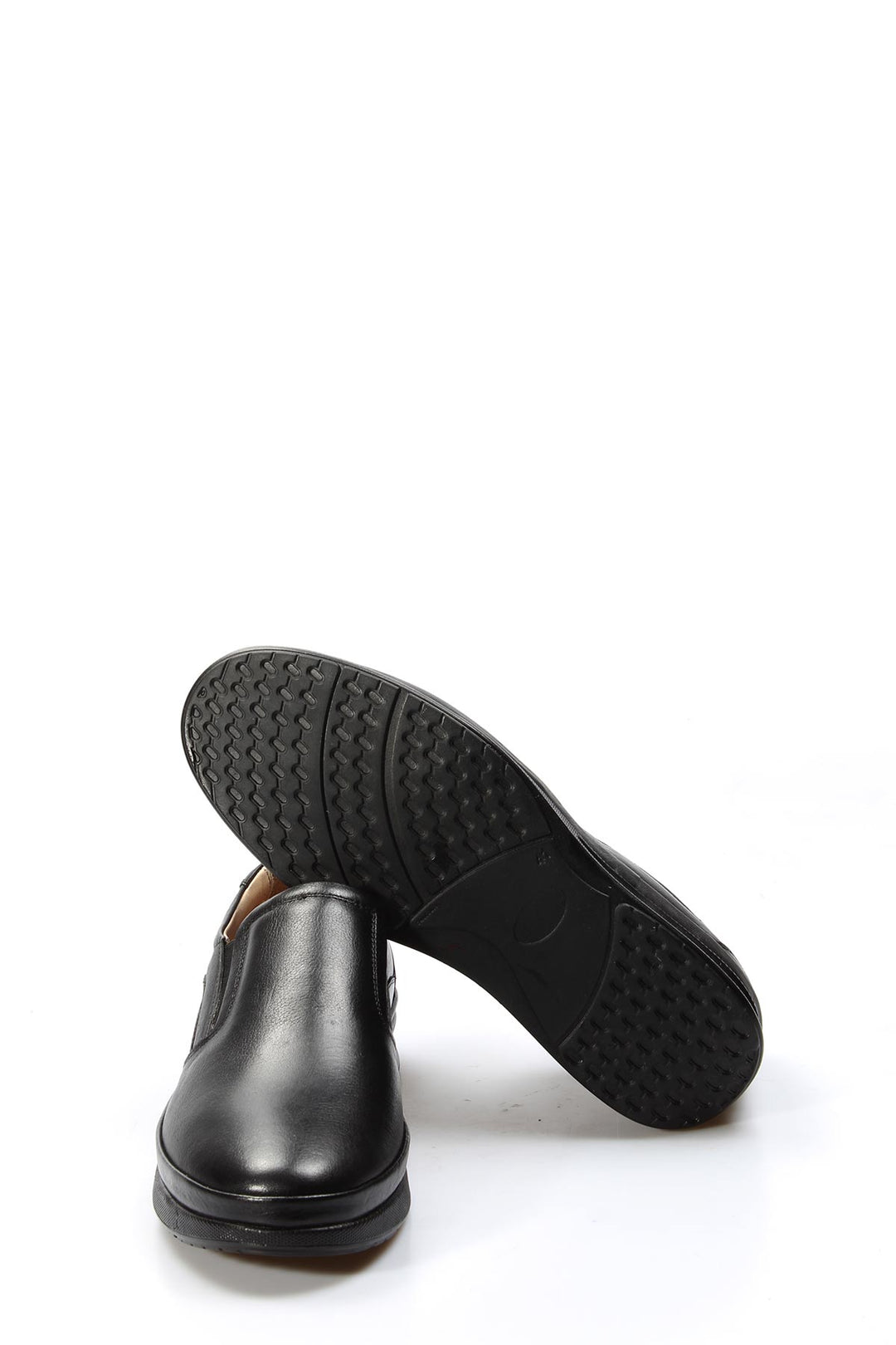 Men's Black Leather Slip-On Comfort Shoes-Wessi