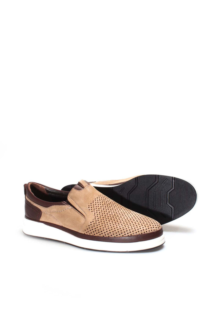 Beige Perforato Casual Slip-On-Wessi