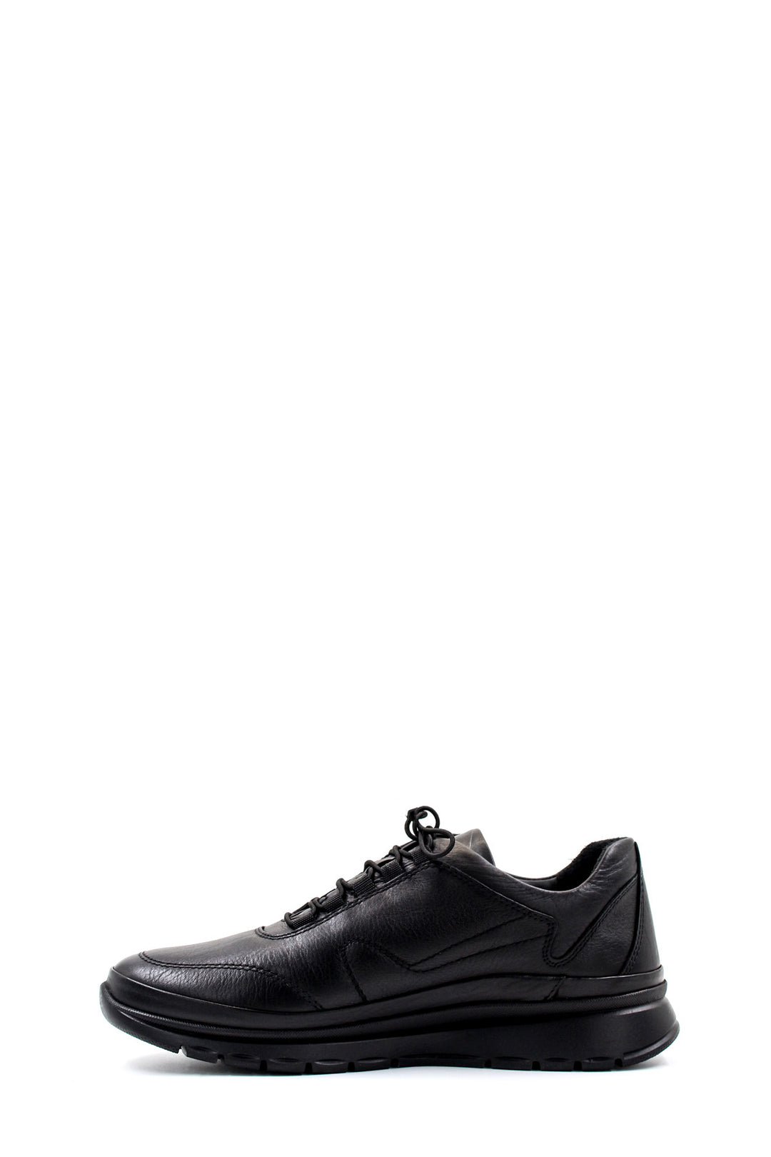 Men's Black Leather Comfort Sneakers with Cushioned Sole - Wessi