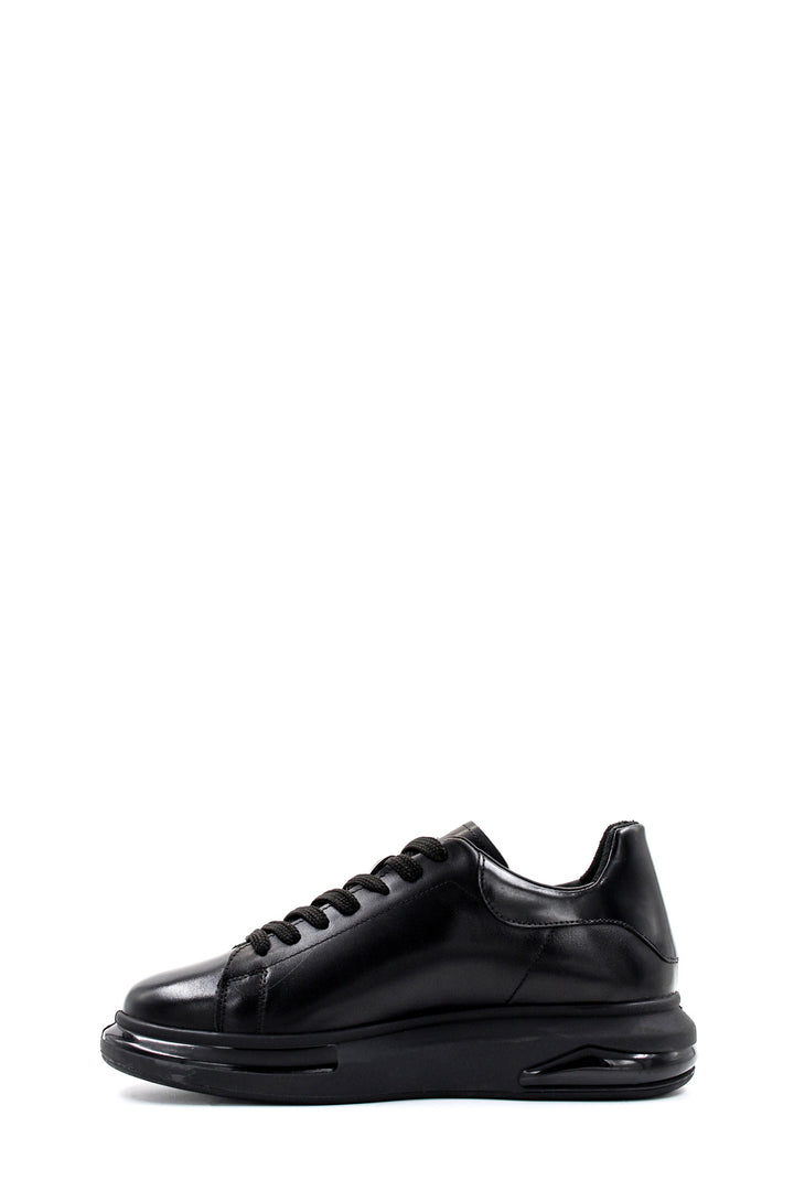 Men's Black Leather Sneakers with Cushioned Sole and Sleek Design - Wessi