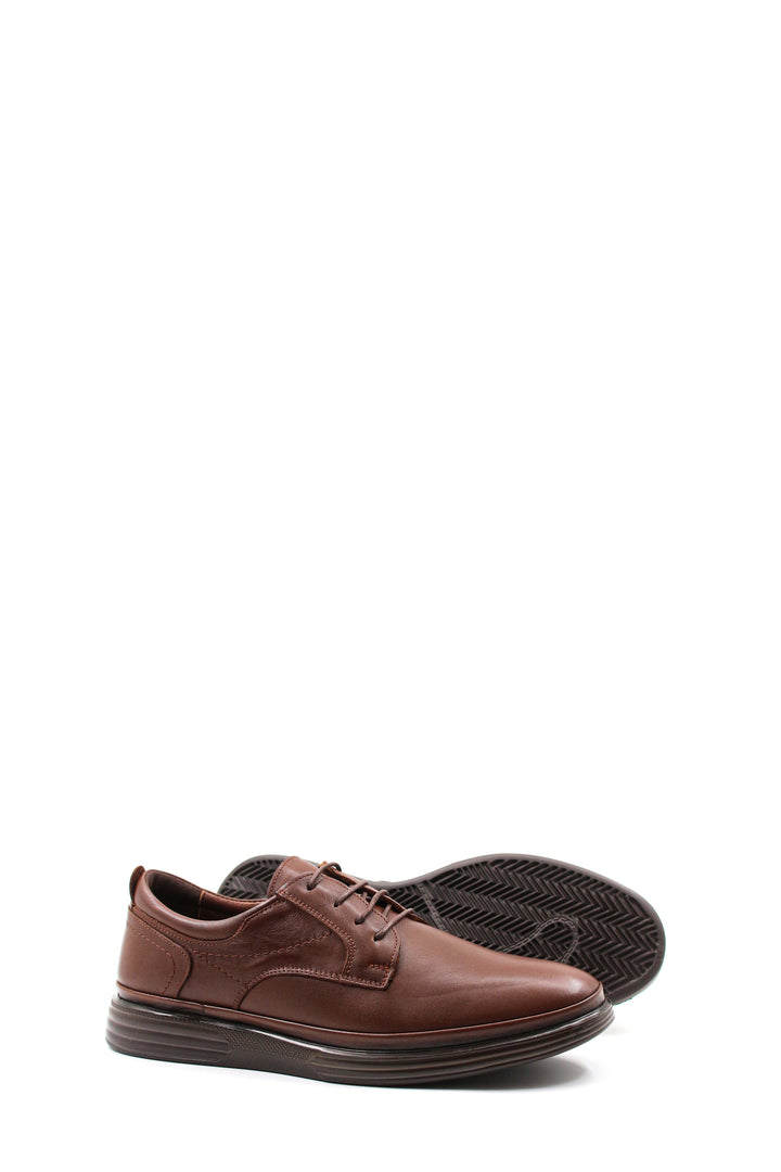 Men's Brown Leather Casual Oxfords-Wessi