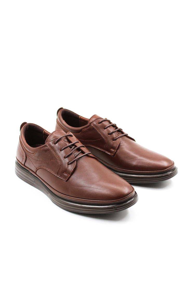 Men's Brown Leather Casual Oxfords-Wessi