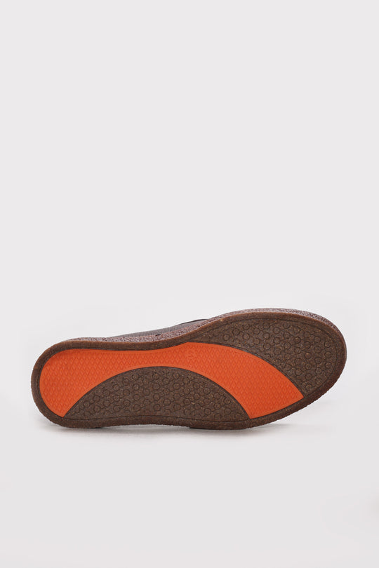Dark Brown Textured Leather Lace-Up Casual Shoes for Men | Wessi