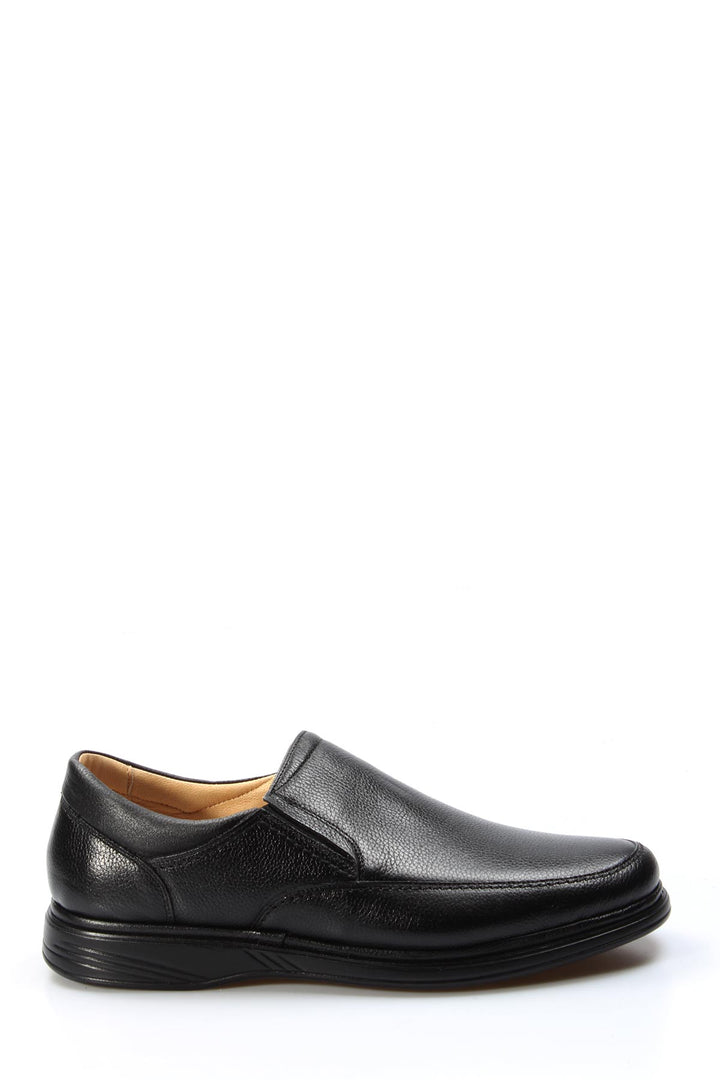 Men's Black Leather Slip-On Shoes with Cushioned Sole - Wessi