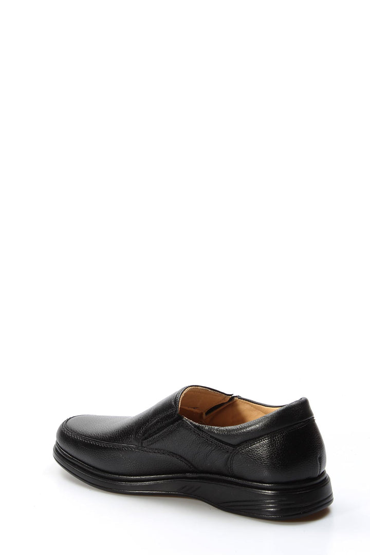 Men's Black Leather Slip-On Shoes with Cushioned Sole - Wessi