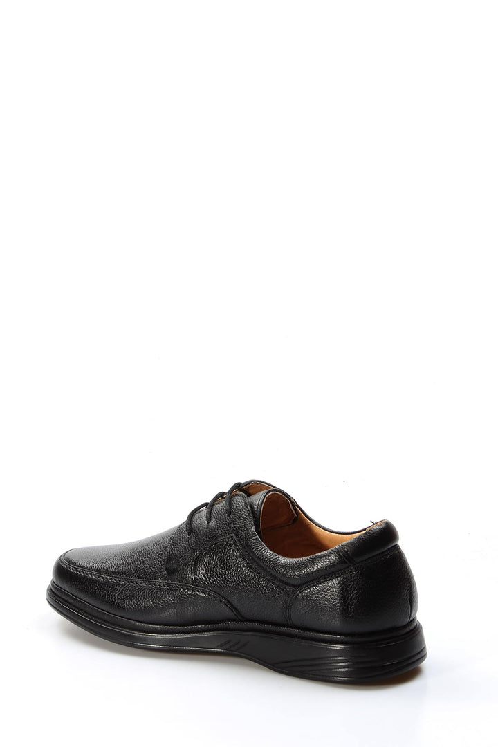 Men's Black Pebbled Leather Lace-Up Shoes - Wessi