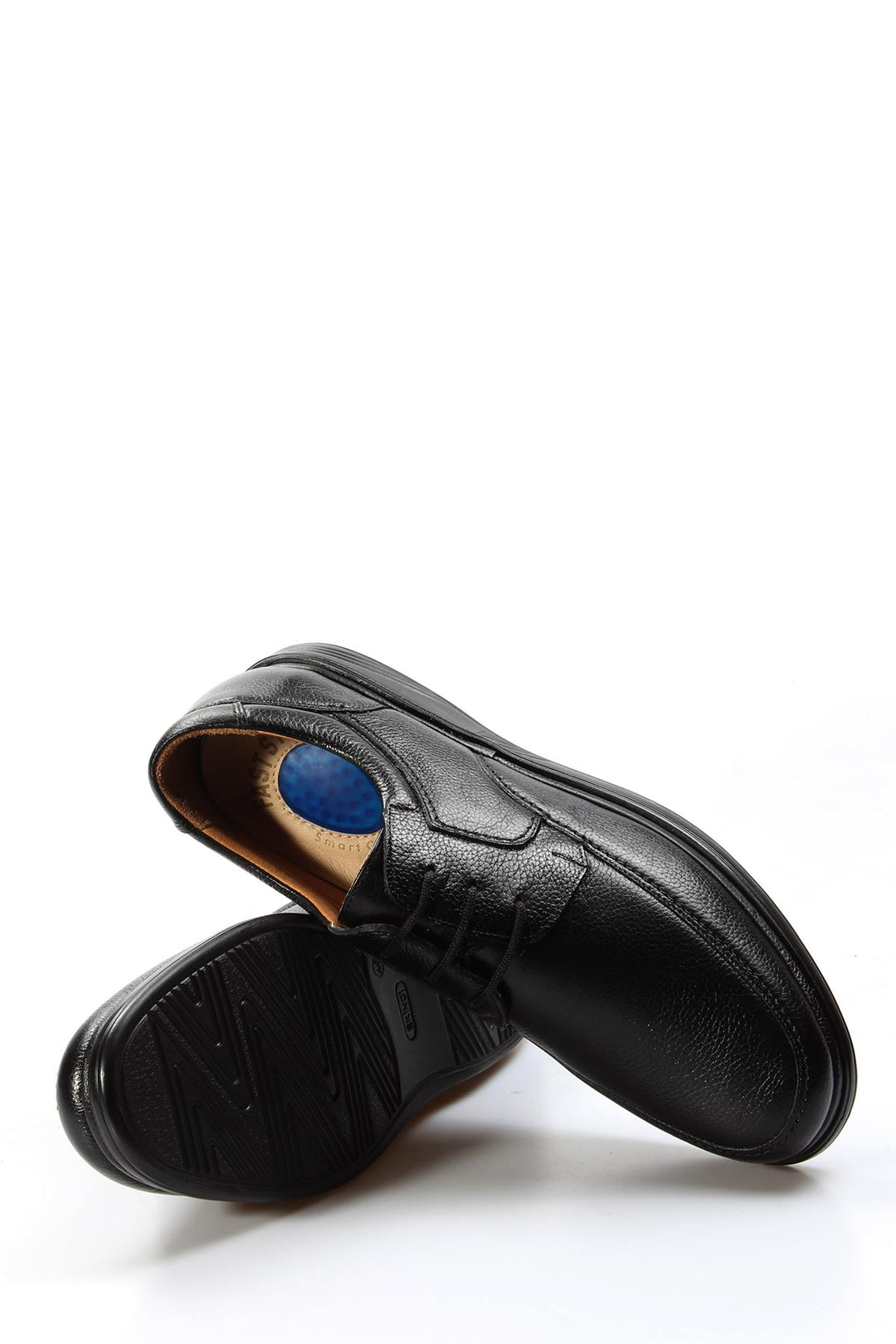 Men's Black Pebbled Leather Lace-Up Shoes - Wessi