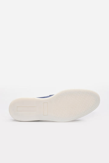 Denim Blue Suede Bit Loafers for Men | Wessi