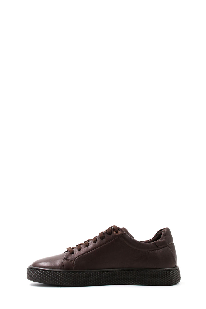 Men's Classic Brown Leather Sneakers with Sturdy Sole and Minimalist Design - Wessi