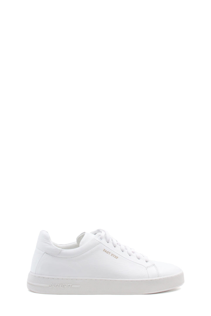 Men's Classic White Leather Sneakers with Lace-Up Design - Wessi