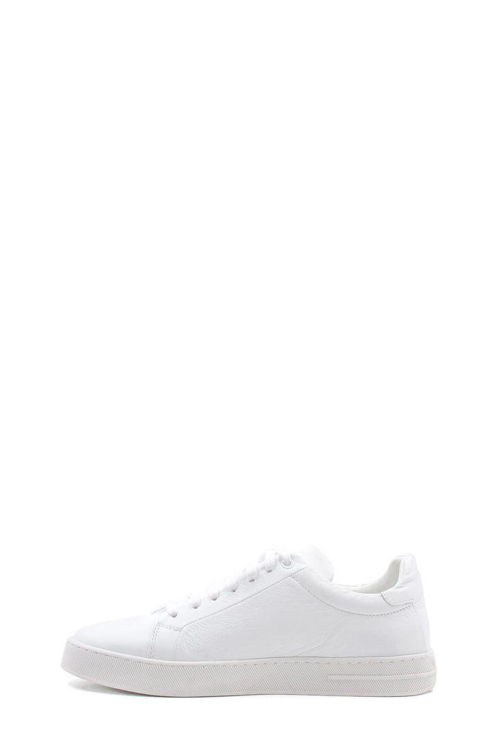 Men's Classic White Leather Sneakers with Lace-Up Design - Wessi